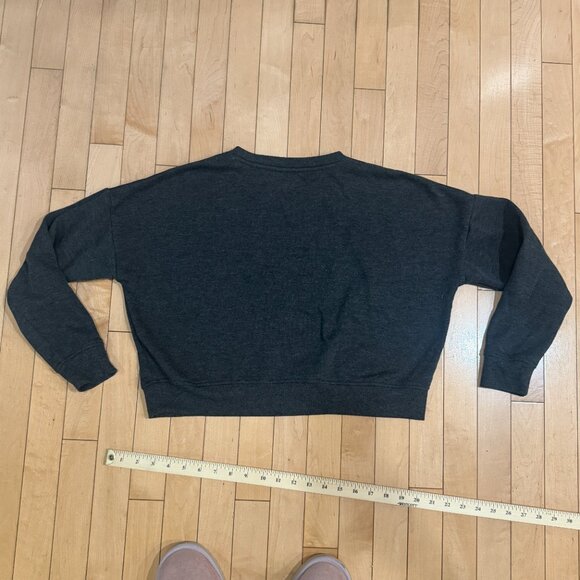 RAE DUNN Cropped Sweatshirt Top Heathered Charcoal Cozy Size XS - Picture 11 of 11